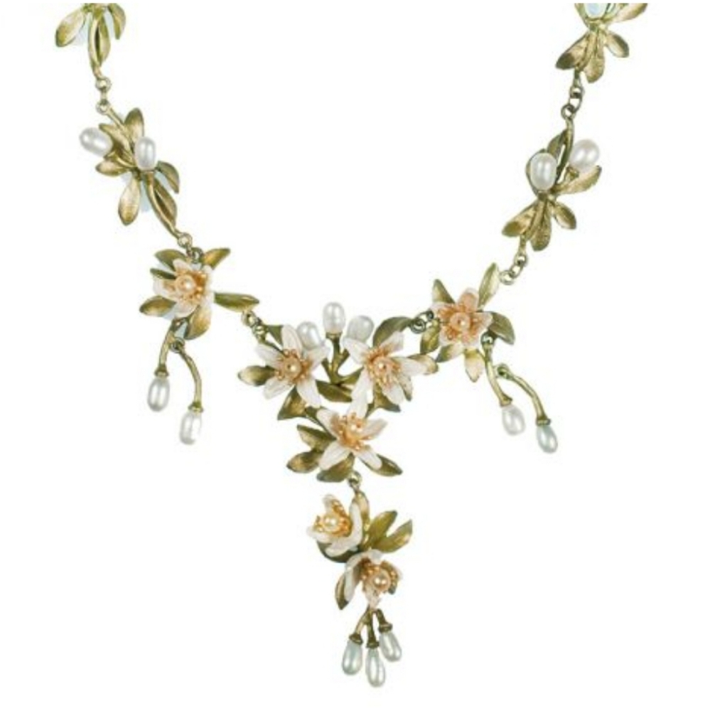 Orange Blossom Dangle Drop Necklace. 16-18"
